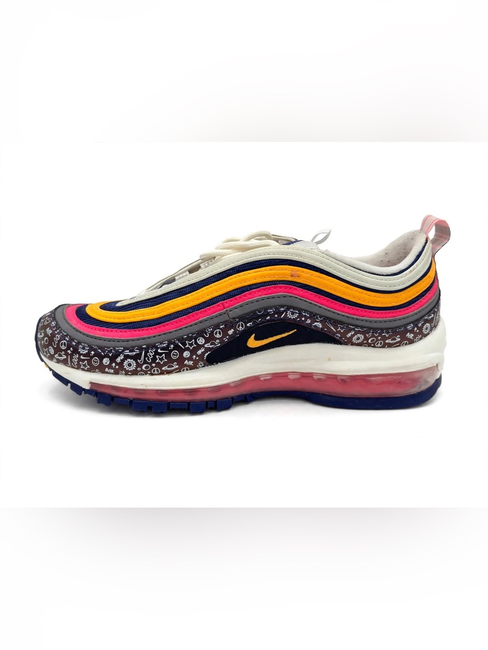 Nike Air Max 97 M Size 5.5Y Womens 7 Regency Purple Doodle Orange Pink - /Box